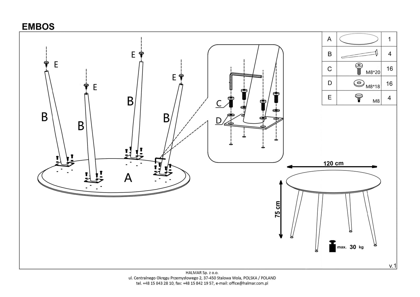 Kitchen Table East Quito | size: Length: 120cm, Width: 120cm, Height: 75cm, Diameter: 120cm | color: Black/Gold | image: 10 | variant: 1006808