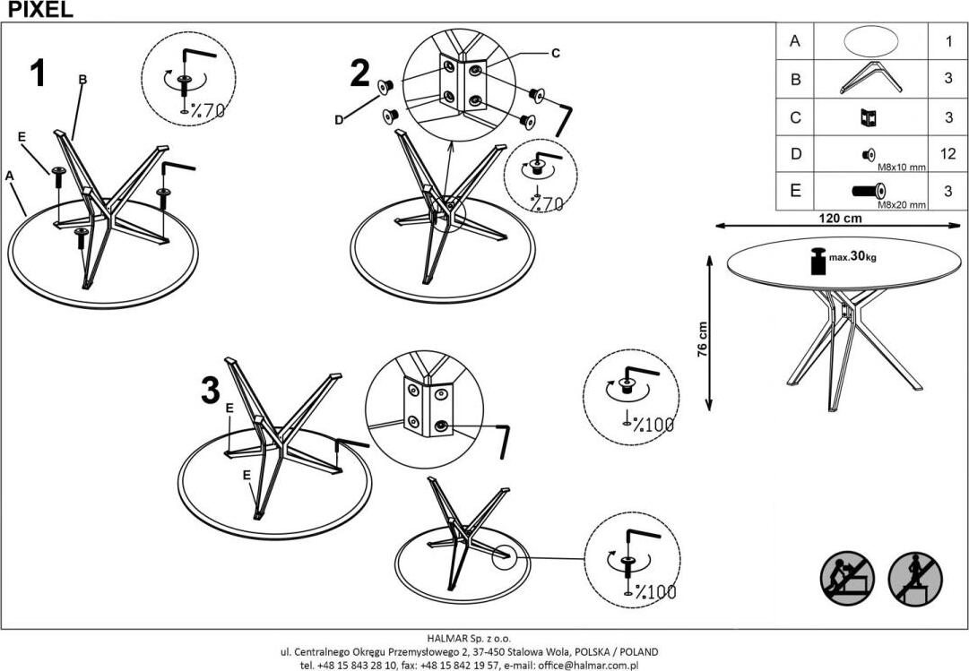 Kitchen Table East Sao Paulo | size: Length: 120cm, Width: 120cm, Height: 76cm, Diameter: 120cm | color: Oak | image: 5 | variant: 1006816