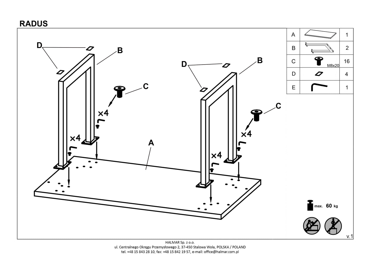 Kitchen Table East Sao Paulo | size: Length: 85cm, Width: 140cm, Height: 76cm | color: Black/Oak | image: 5 | variant: 1006842