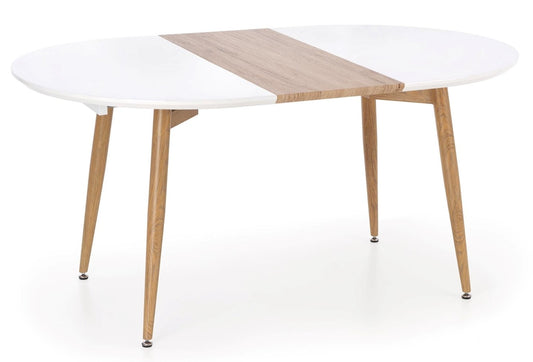 Kitchen Table East Shanghai | size: Length: 90cm, Width: 200cm, Height: 76cm | color: White/Oak | image: 1 | variant: 1006822