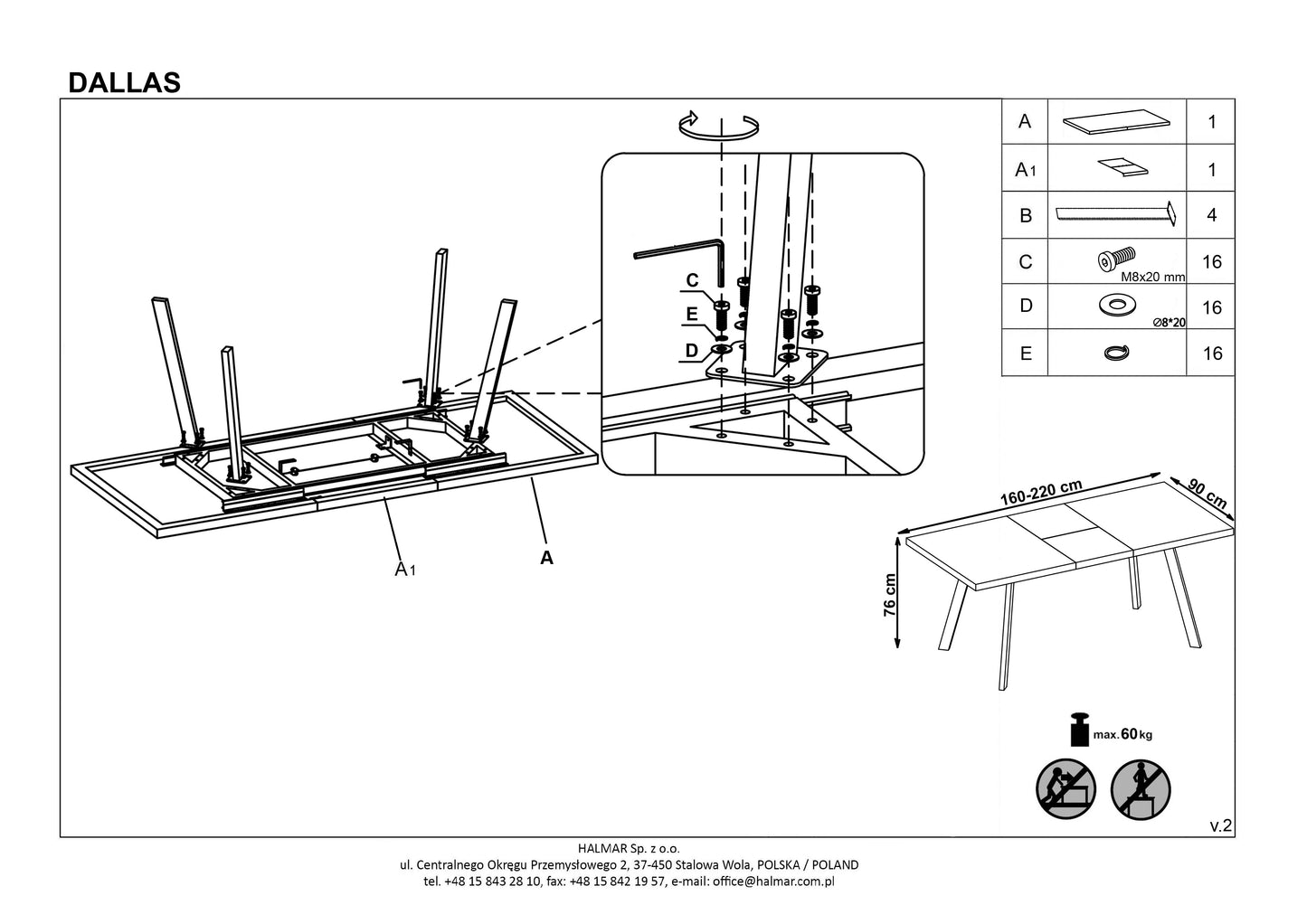 Kitchen Table East Tel Aviv | size: Length: 90cm, Width: 220cm, Height: 76cm | color: White/Marble/Black | image: 10 | variant: 1006828
