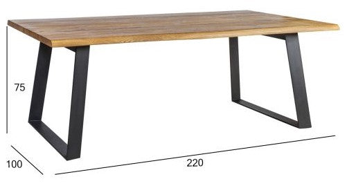 Kitchen Table East Witney | size: Length: 100cm, Width: 220cm, Height: 75cm | color: Black/Oak | image: 4 | variant: 1005089