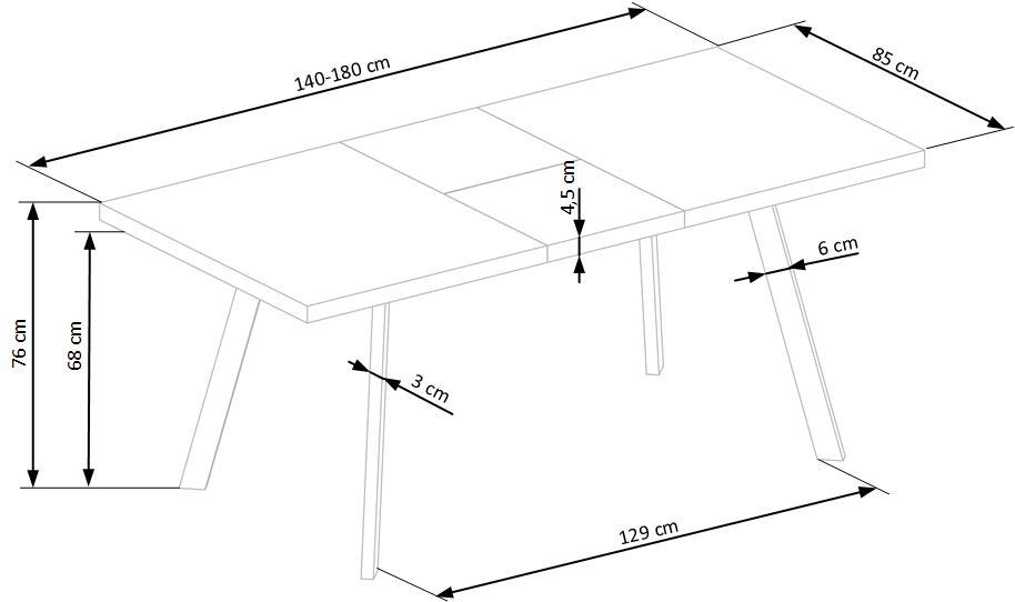 Kitchen Table East Woodbridge | size: Length: 90cm, Width: 220cm, Height: 76cm | color: Black/Walnut | image: 3 | variant: 1007394