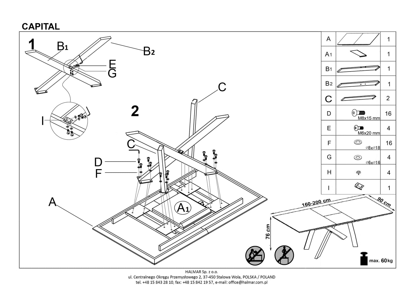 Kitchen Table East Yokohama | size: Length: 90cm, Width: 200cm, Height: 76cm | color: Black/Oak | image: 10 | variant: 1006840