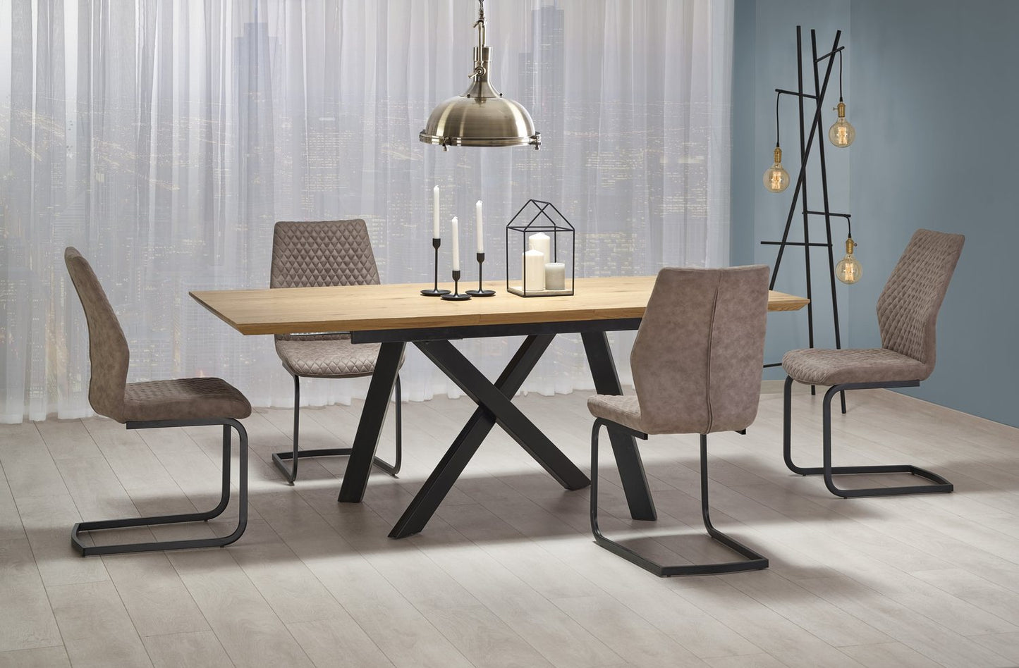 Kitchen Table East Yokohama | size: Length: 90cm, Width: 240cm, Height: 76cm | color: Black/Oak | image: 2 | variant: 1007396