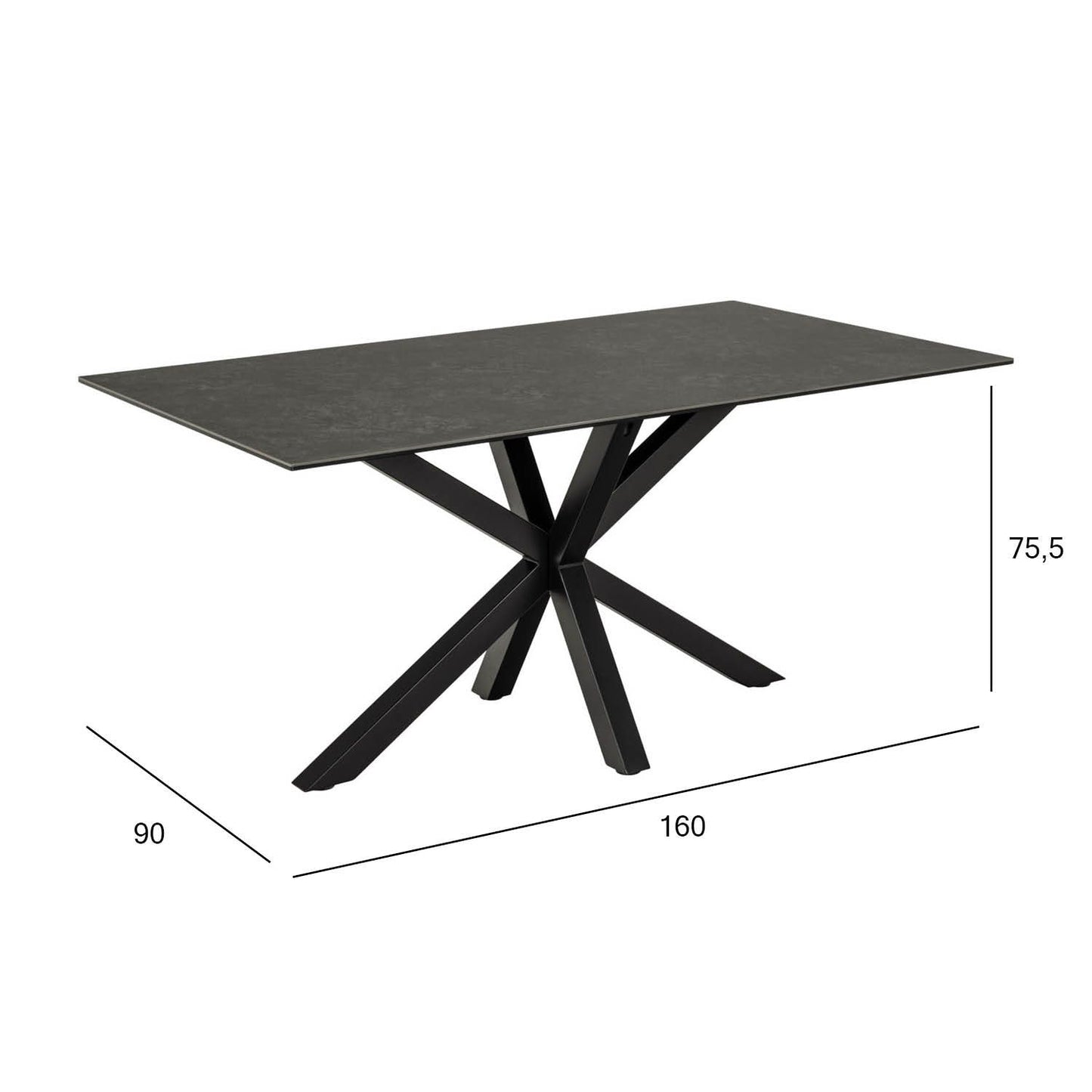 Kitchen Table Heaven 1 | size: Length: 90cm, Width: 160cm, Height: 75.5cm | color: Black | image: 3 | variant: 1006515