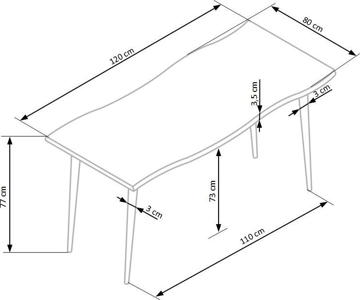 Kitchen Table Larson 1 | size: Length: 80cm, Width: 120cm, Height: 77cm | color: Oak | image: 8 | variant: 1011209