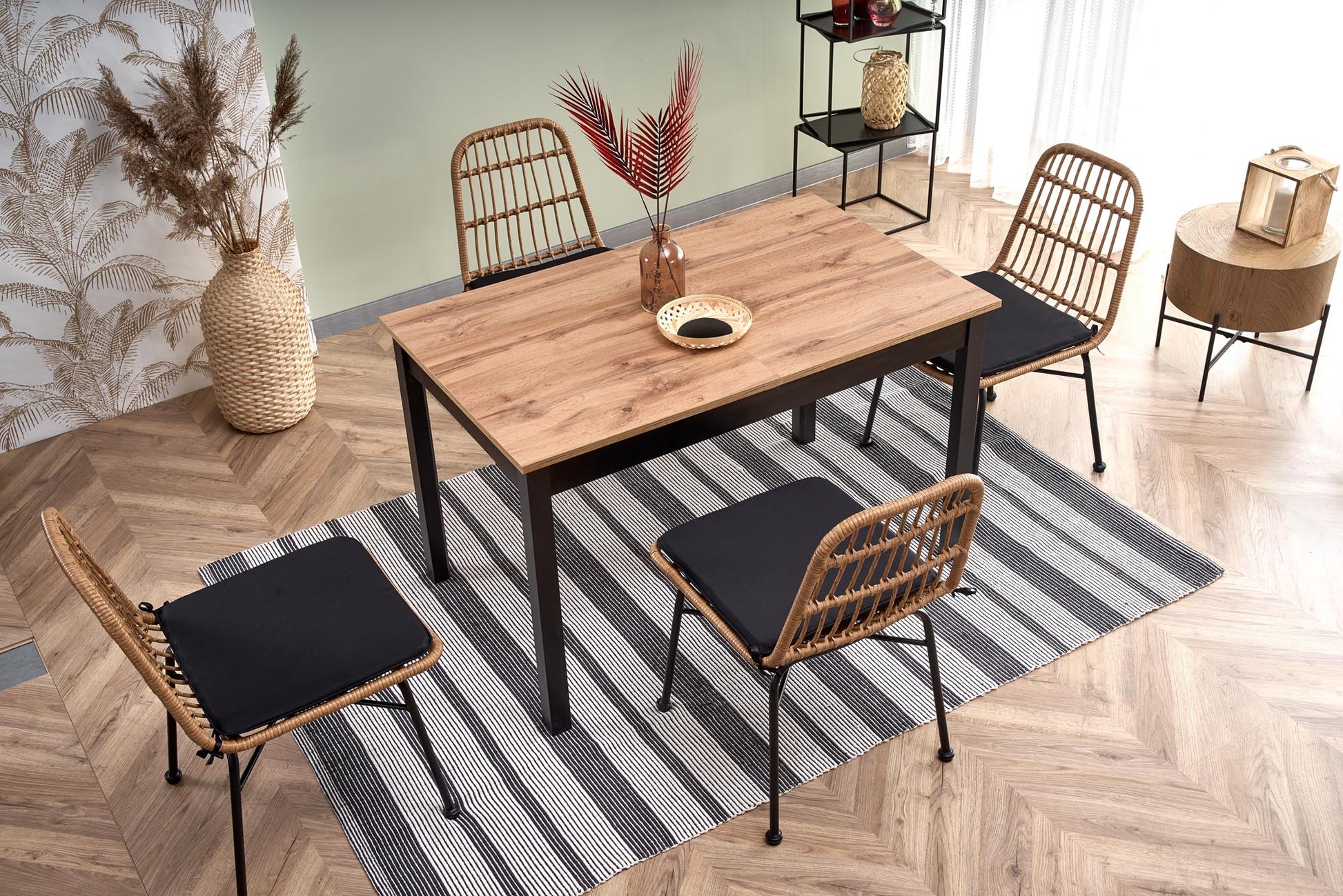 Kitchen Table San Francisco | size: Length: 74cm, Width: 168cm, Height: 75cm | color: Black/Oak | image: 4 | variant: 1007192
