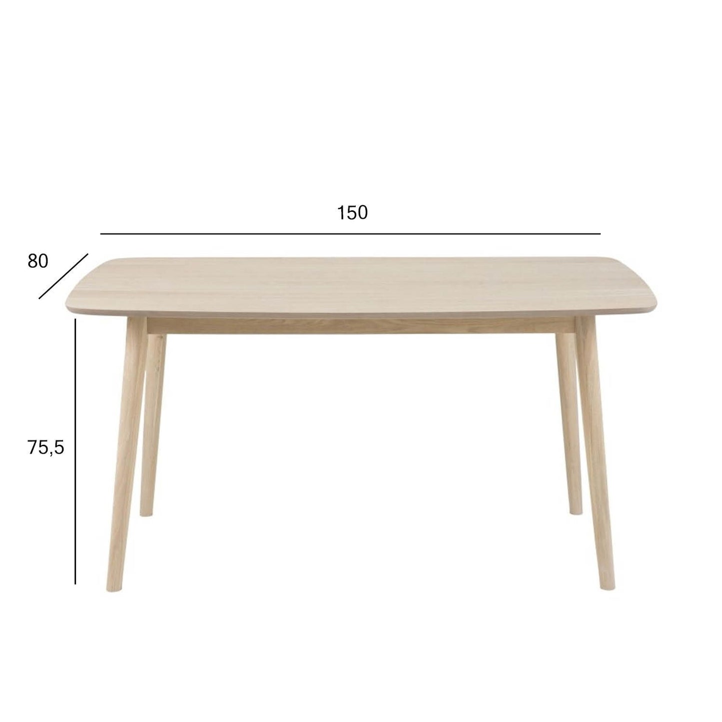 Kitchen Table Turin | size: Length: 80cm, Width: 150cm, Height: 75.5cm | color: Beige | image: 1 | variant: 1001542