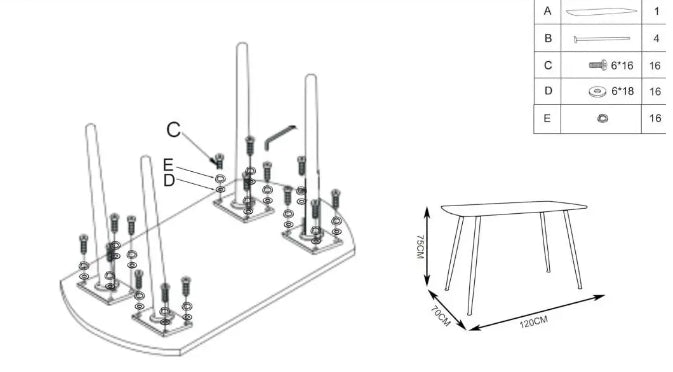 Kitchen Table West Beverley | size: Length: 70cm, Width: 120cm, Height: 65cm | color: White | image: 8 | variant: 1007118