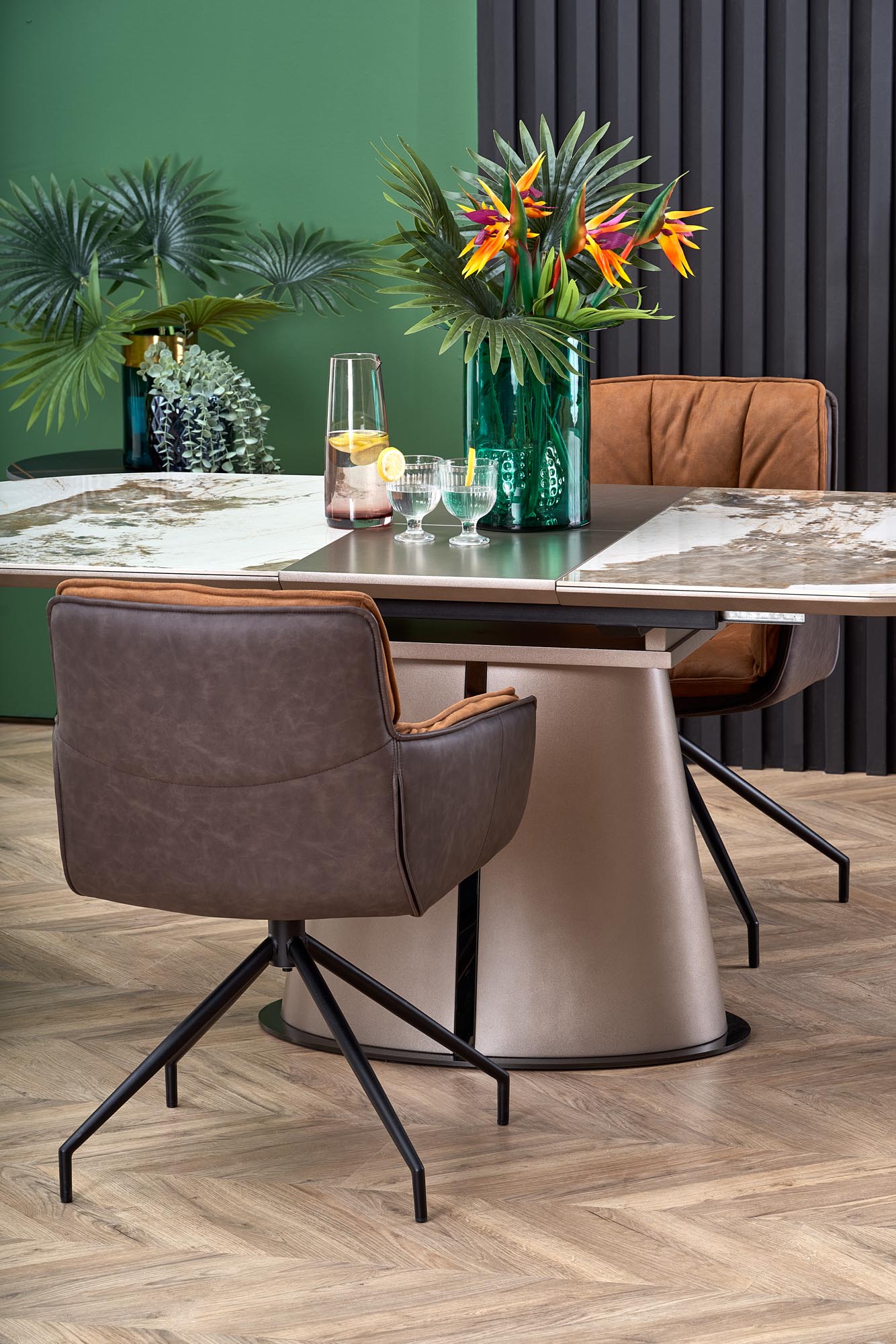 Kitchen Table West Cwmbran | size: Length: 90cm, Width: 200cm, Height: 76cm | color: Beige/Coffee/Marble | image: 7 | variant: 1007411