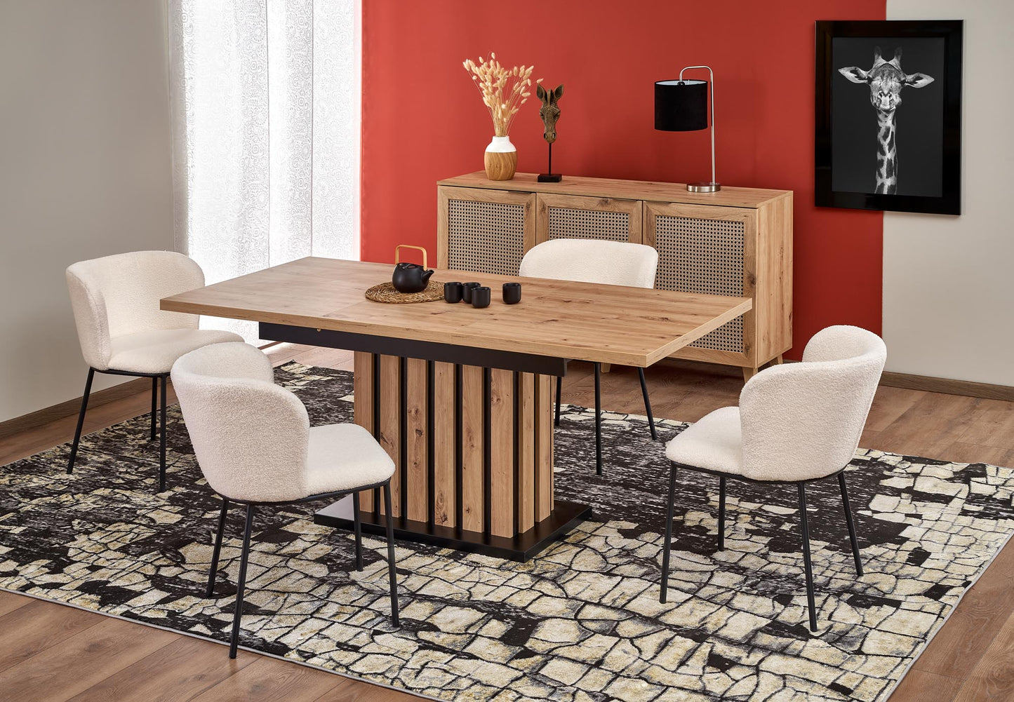 Kitchen Table West Llanidloes | size: Length: 80cm, Width: 210cm, Height: 76cm | color: Black/Oak | image: 2 | variant: 1007393