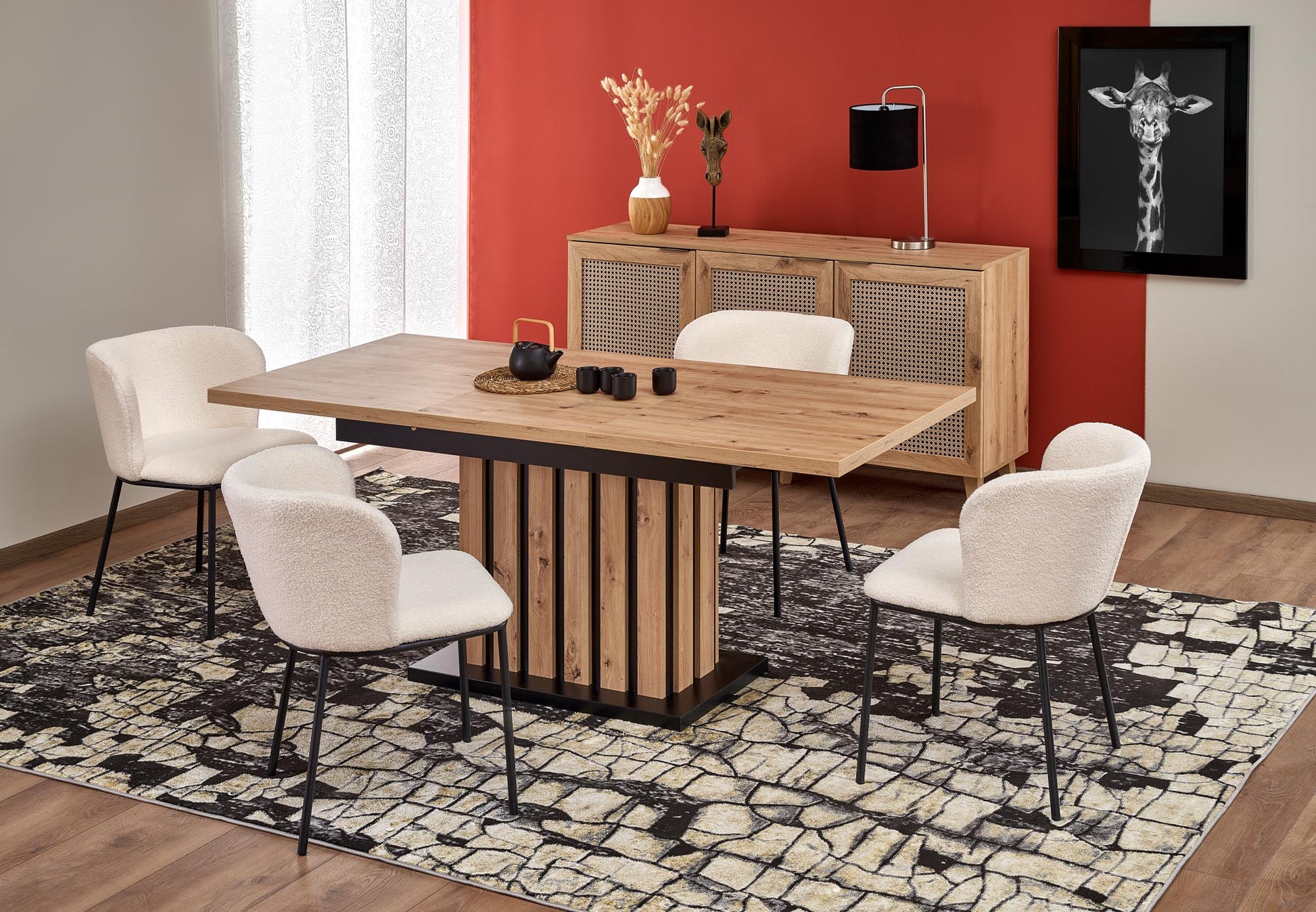 Kitchen Table West Llanidloes | size: Length: 80cm, Width: 210cm, Height: 76cm | color: Black/Oak | image: 2 | variant: 1007393