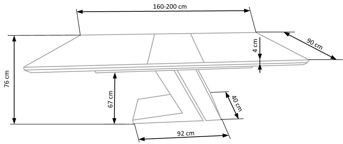 Kitchen Table West Oswestry | size: Length: 90cm, Width: 200cm, Height: 76cm | color: White/Grey | image: 10 | variant: 1007389