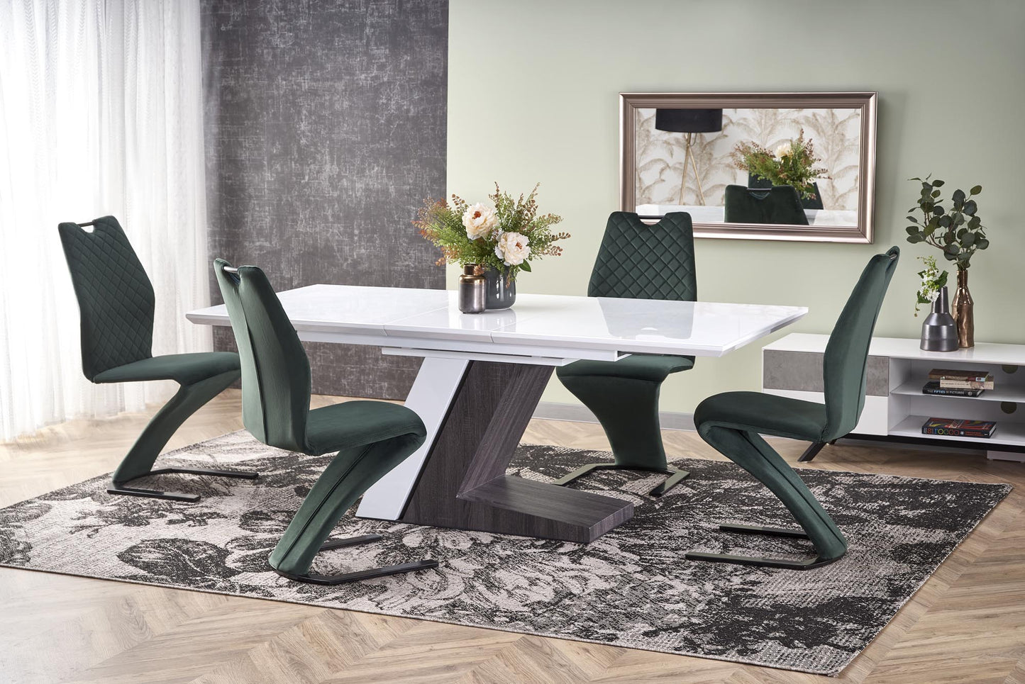 Kitchen Table West Oswestry | size: Length: 90cm, Width: 200cm, Height: 76cm | color: White/Grey | image: 4 | variant: 1007389