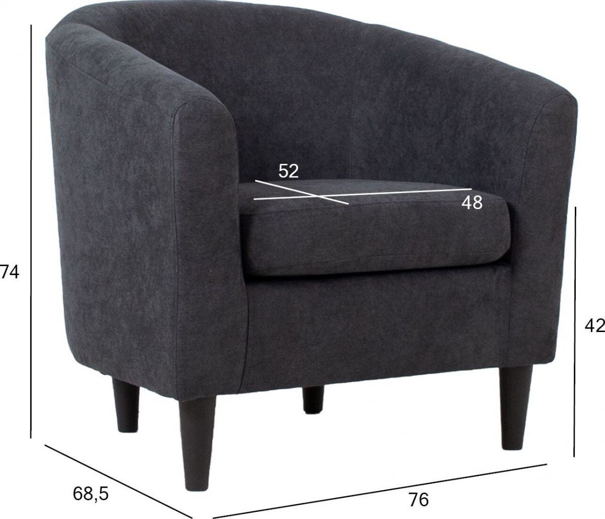 Lounge Chair Abergavenny | size: Width: 76cm, Height: 74cm, Depth: 68.5cm | color: Gray | image: 6 | variant: 1001109