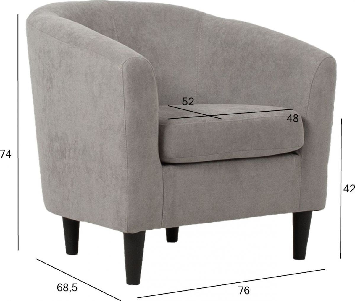 Lounge Chair Abergavenny | size: Width: 76cm, Height: 74cm, Depth: 68.5cm | color: Gray | image: 6 | variant: 1001111