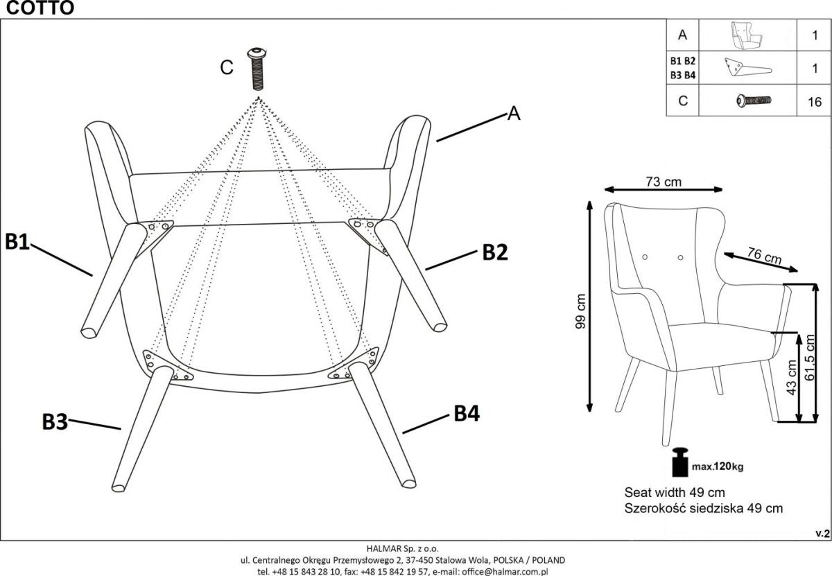 Lounge Chair Bari | size: Width: 73cm, Height: 99cm, Depth: 76cm | color: Blue | image: 10 | variant: 1002732