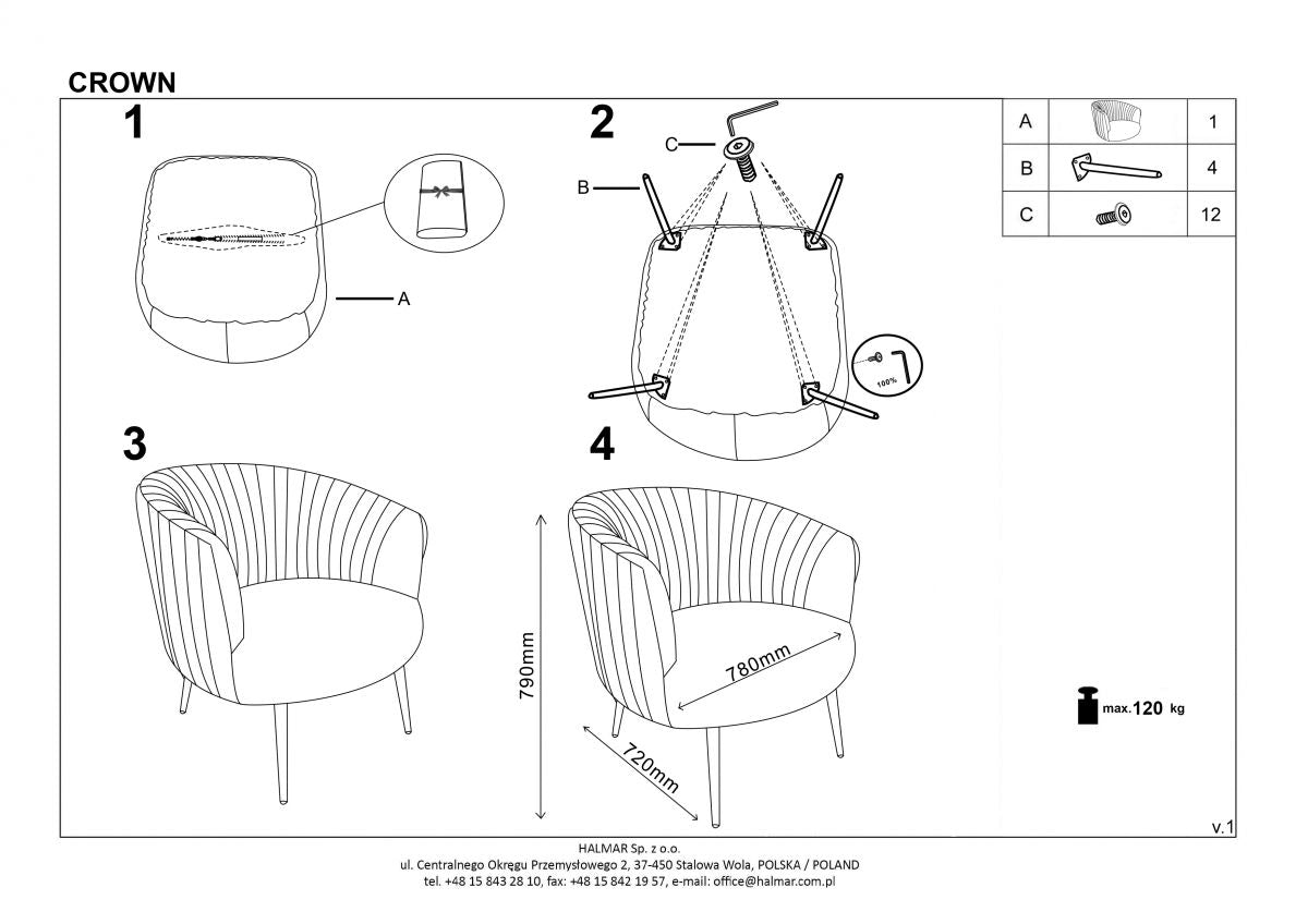 Lounge Chair Crown | size: Width: 78cm, Height: 80cm, Depth: 72cm | color: Black | image: 10 | variant: 1004631