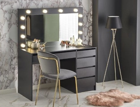 Makeup Table Hollywood XL | size: Length: 55cm, Width: 120cm, Height: 140cm | color: Black | image: 1 | variant: 1012983