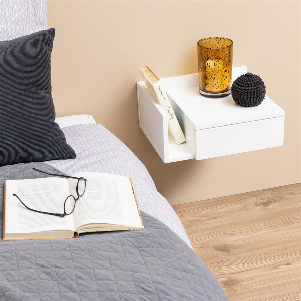 Nightstand Ashlan 1 | size: Width: 40cm, Height: 16.5cm, Depth: 32cm | color: White | image: 9 | variant: 1016947