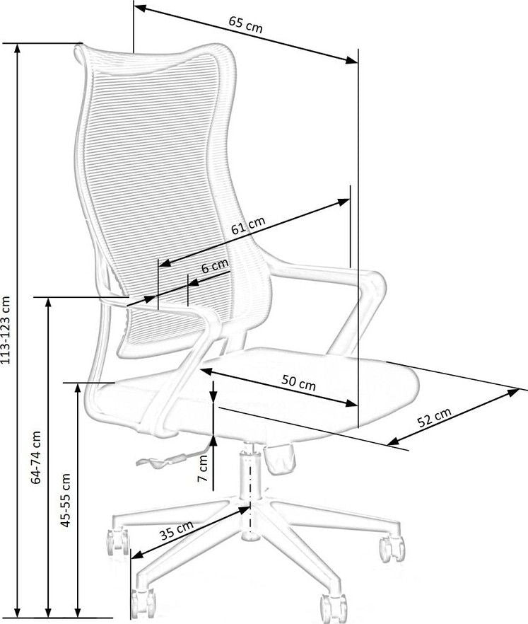 Office Chair Bergamo | size: Width: 61cm, Height: 123cm, Depth: 65cm | color: Black | image: 7 | variant: 1002918