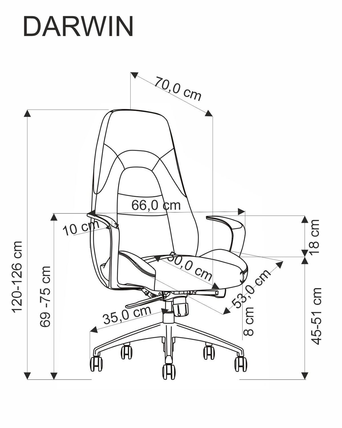 Office Chair Darwin | size: Width: 66cm, Height: 126cm, Depth: 70cm | color: Brown | image: 1 | variant: 1017825