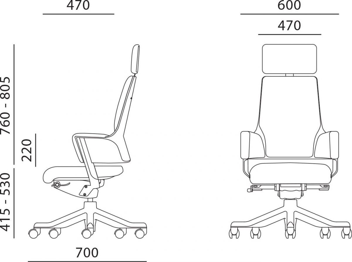 Office Chair Delphi | size: Width: 60cm, Height: 116-128.5cm, Depth: 47cm | color: Black | image: 5 | variant: 1005239