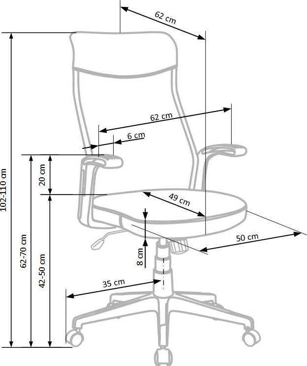 Office Chair East Catterick | size: Width: 62cm, Height: 110cm, Depth: 62cm | color: Gray | image: 8 | variant: 1007017
