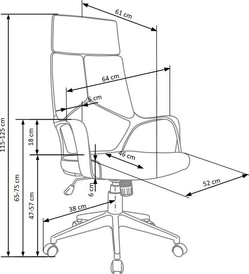 Office Chair East Haverhill | size: Width: 64cm, Height: 125cm, Depth: 61cm | color: Blue | image: 3 | variant: 1007024