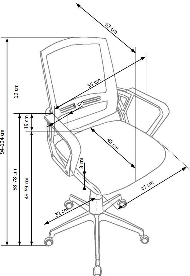 Office Chair Kirkwall | size: Width: 55cm, Height: 104cm, Depth: 57cm | color: Black | image: 4 | variant: 1007101
