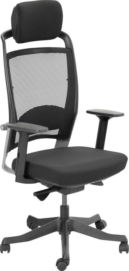 Office Chair Llangollen | size: Width: 62cm, Height: 129cm, Depth: 70cm | color: Black/Grey | image: 1 | variant: 1001174
