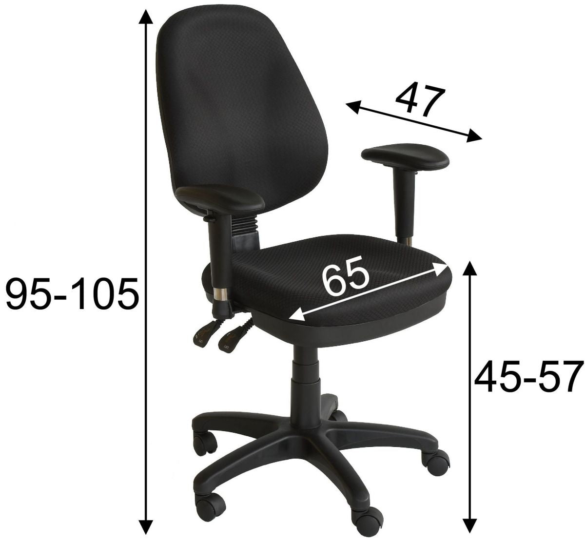Office Chair Newtown | size: Width: 65cm, Height: 96-108cm, Depth: 47cm | color: Black | image: 2 | variant: 1001235