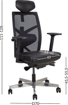 Office Chair Pembroke | size: Width: 70cm, Height: 111-128cm, Depth: 49cm | color: Black | image: 4 | variant: 1005927