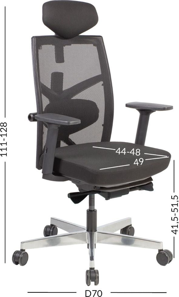 Office Chair Pembroke | size: Width: 70cm, Height: 111-128cm, Depth: 49cm | color: Black | image: 6 | variant: 1001257