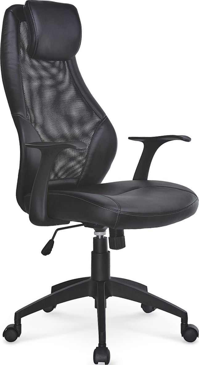 Office Chair Spalding | size: Width: 64cm, Height: 134cm, Depth: 63cm | color: Black | image: 1 | variant: 1007108