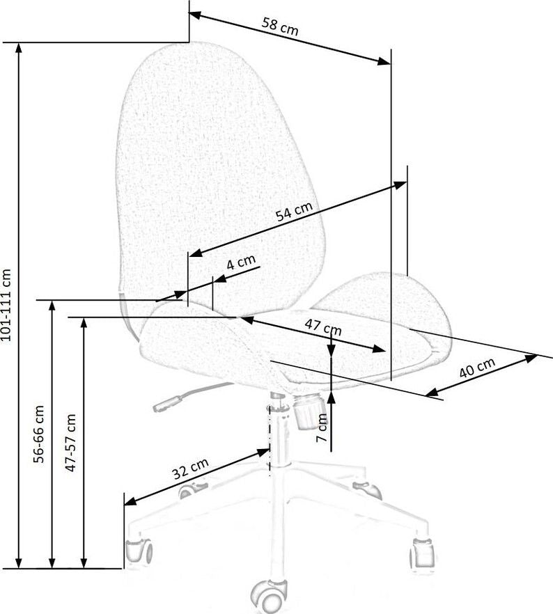 Office Chair Vercelli | size: Width: 54cm, Height: 111cm, Depth: 58cm | color: Pink | image: 7 | variant: 1002887