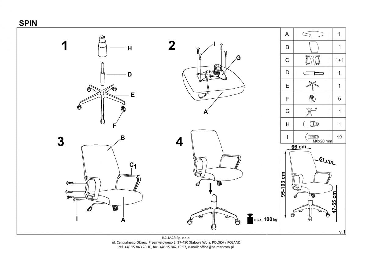 Office Chair West Grantown | size: Width: 59cm, Height: 106cm, Depth: 62cm | color: Gray | image: 10 | variant: 1007107