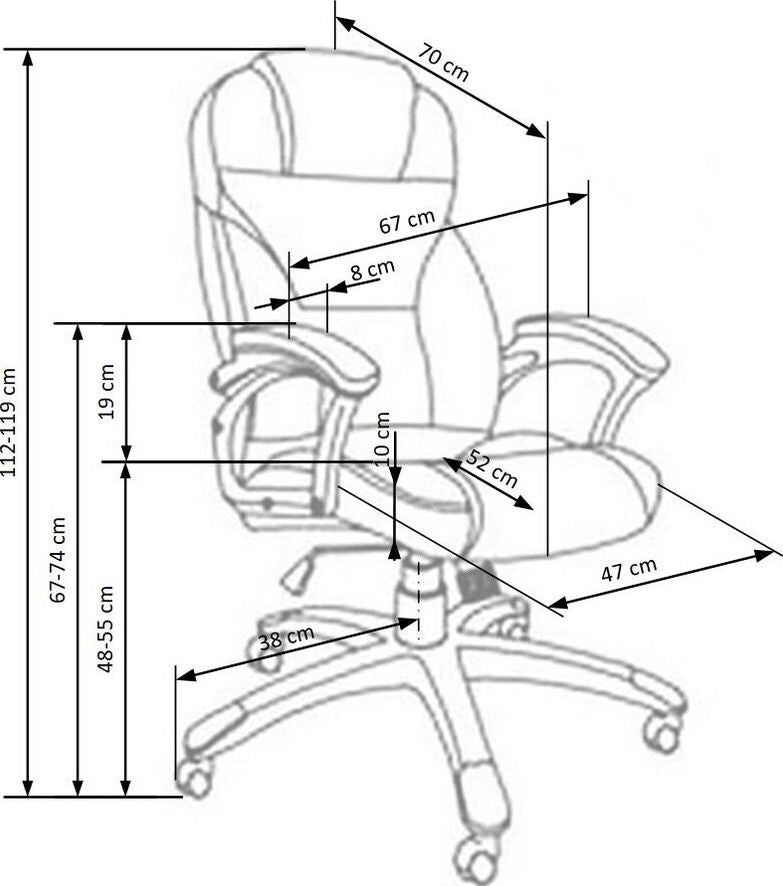 Office Chair West Oban | size: Width: 70cm, Height: 119cm, Depth: 67cm | color: Gray | image: 3 | variant: 1007099