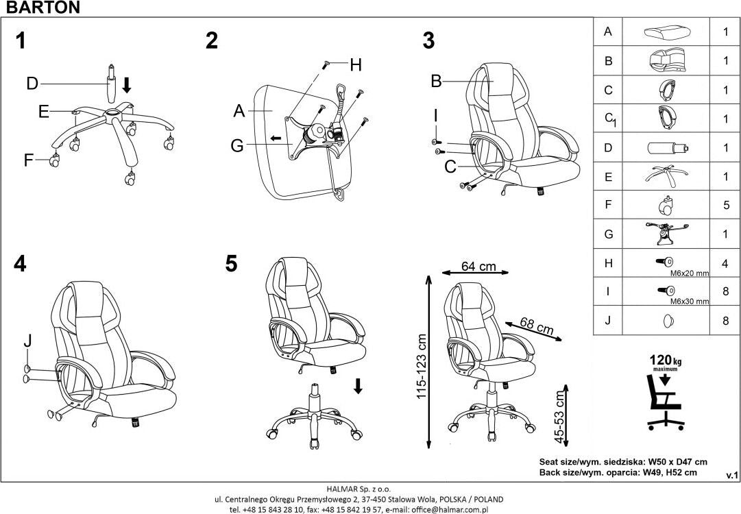 Office Chair West St Albans | size: Width: 64cm, Height: 123cm, Depth: 68cm | color: Black | image: 7 | variant: 1007070