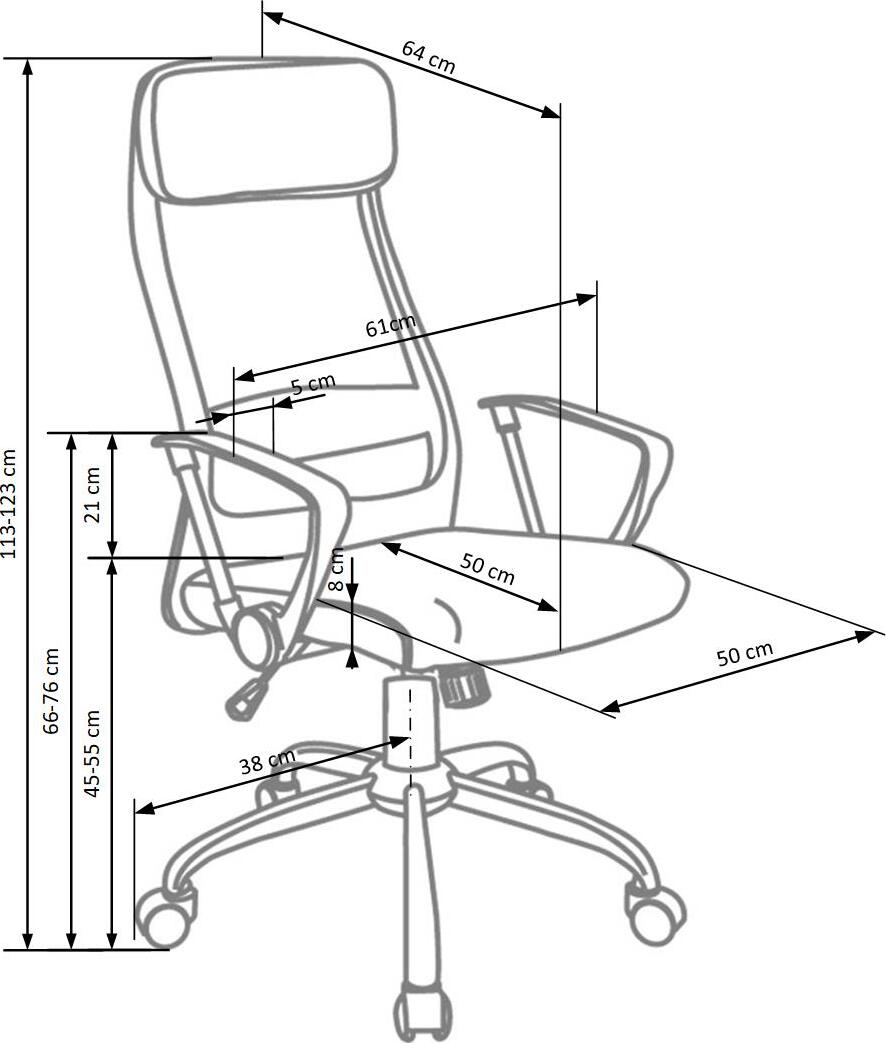 Office Chair Zoom | size: Width: 61cm, Height: 123cm, Depth: 64cm | color: Gray | image: 4 | variant: 1011546