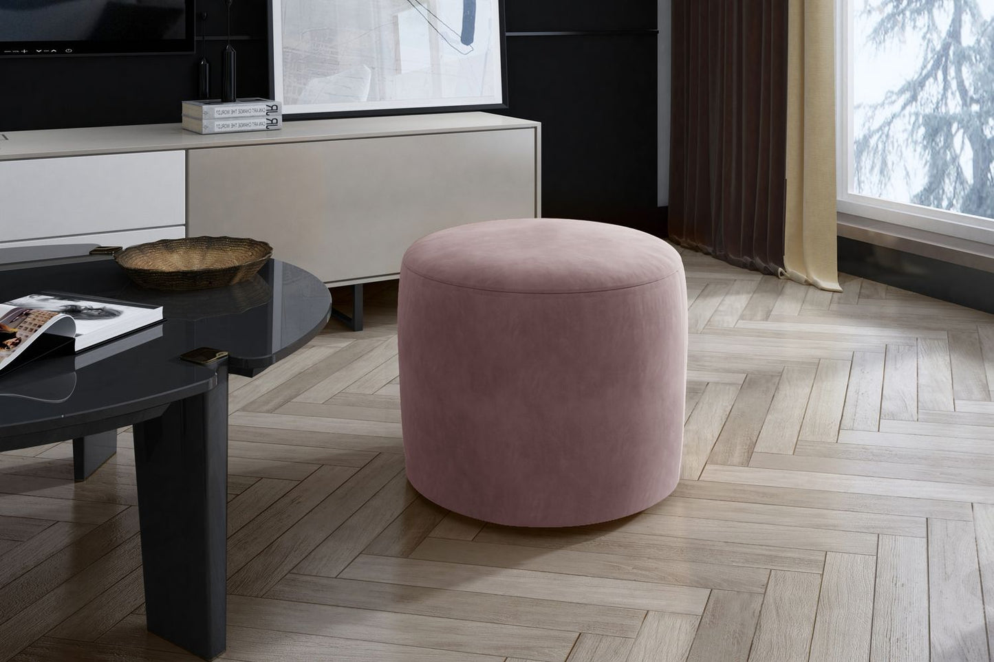 Pouf West Framlingham | size: Width: 40cm, Height: 43cm, Depth: 40cm | color: Mat/Velvet | image: 1 | variant: 1010374