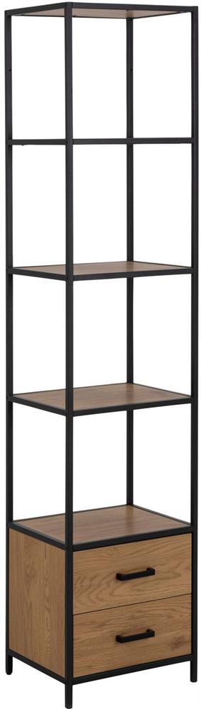 Shelf Aberystwyth | size: Width: 42cm, Height: 185cm, Depth: 35cm | color: Black/Oak | image: 1 | variant: 1006089