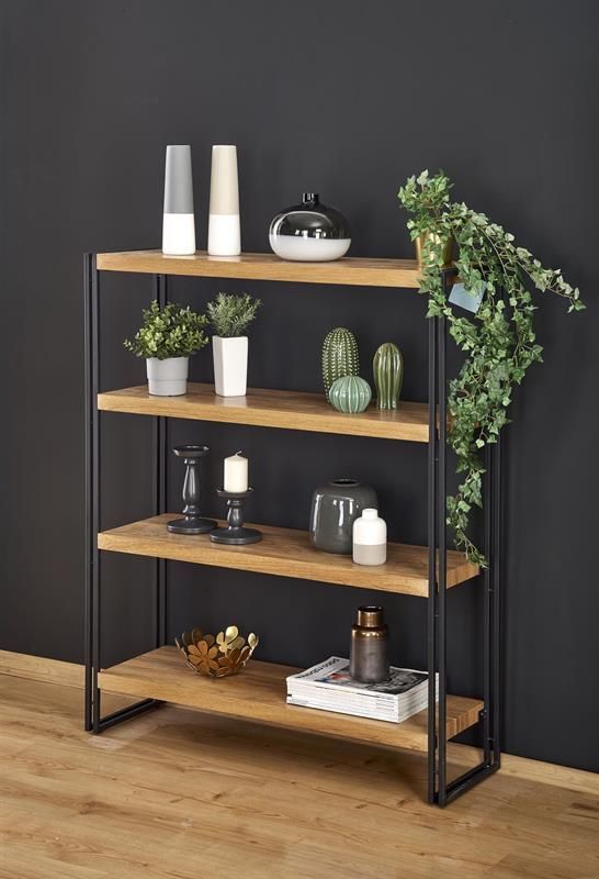 Shelf East Teramo | size: Width: 100cm, Height: 110cm, Depth: 30cm | color: Black/Oak | image: 2 | variant: 1006645