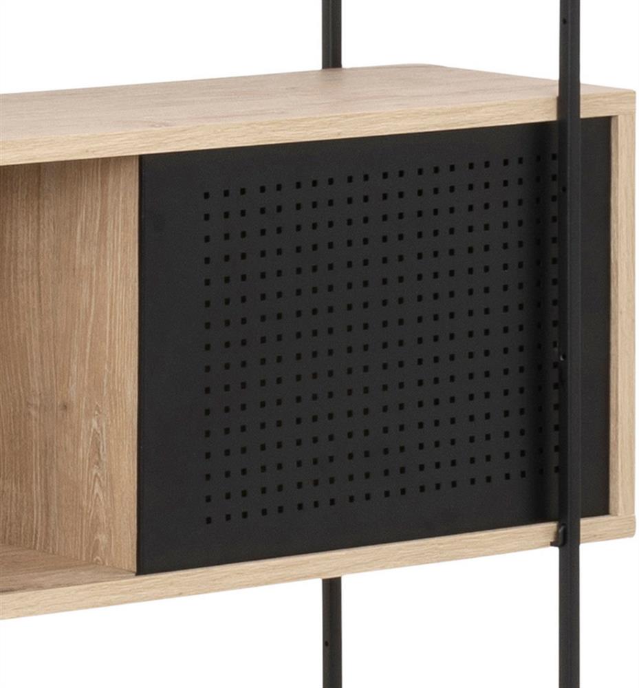 Shelf Loughborough | size: Width: 172cm, Height: 181cm, Depth: 27cm | color: Black/Oak | image: 5 | variant: 1000313