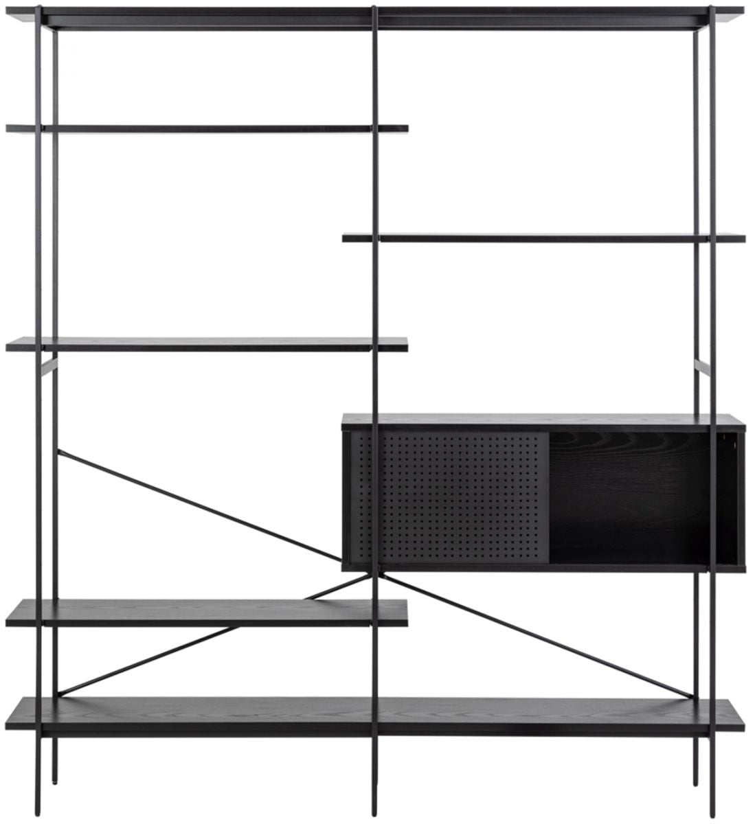 Shelf Loughborough | size: Width: 172cm, Height: 188cm, Depth: 27cm | color: Black | image: 2 | variant: 1000312