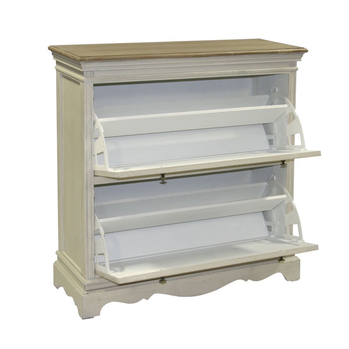 Shoe Rack East Grantham | size: Width: 92.5cm, Height: 97cm, Depth: 32cm | color: White/Brown/Beige | image: 2 | variant: 1004999