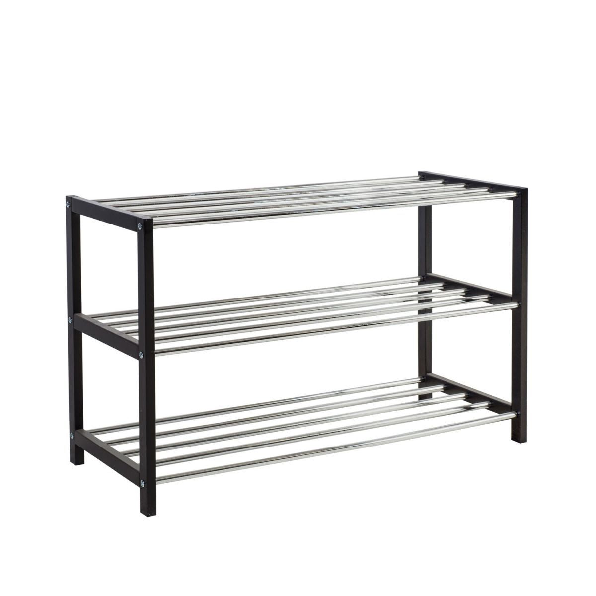 Shoe Rack Newport | size: Width: 80cm, Height: 50cm, Depth: 31cm | color: Black/Metal | image: 1 | variant: 1000152