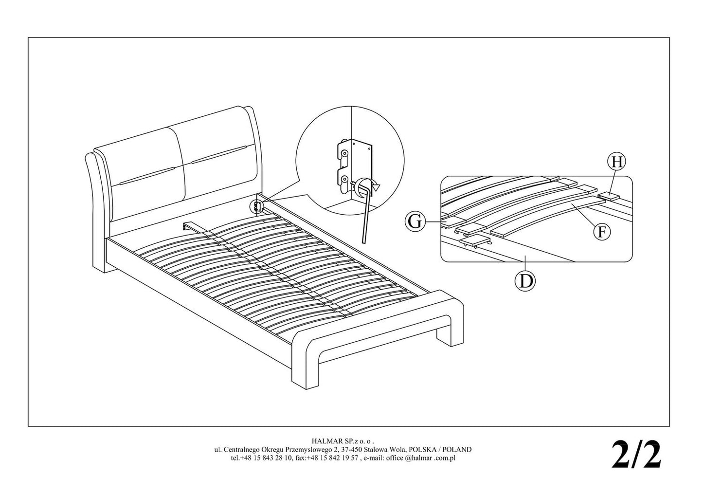 Single Bed Cassandra | size: Length: 231cm, Width: 132cm, Height: 91cm | color: White/Black | image: 4 | variant: 1010956