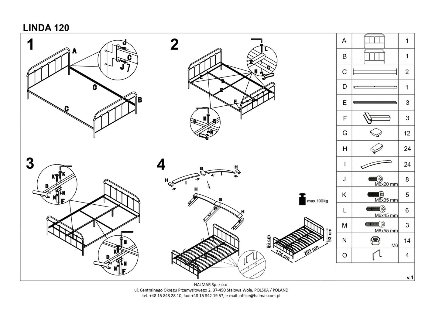 Single Bed Montreal | size: Length: 209cm, Width: 124cm, Height: 93cm | color: Black | image: 9 | variant: 1003415